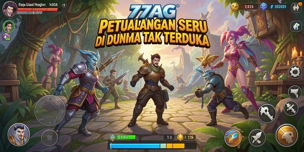 Screenshot utama 77AG menampilkan aksi seru di dunia petualangan.