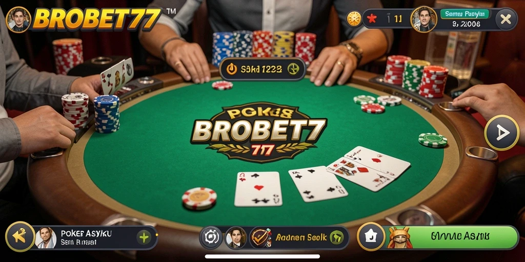 Tampilan gameplay BROBET77 dengan aksi Poker yang seru.