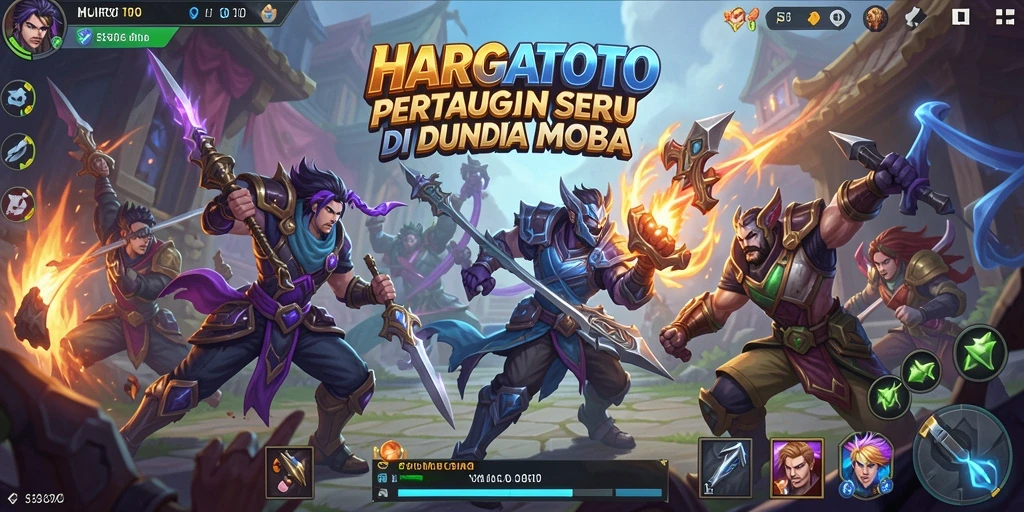 Tampilan seru dari gameplay <strong>HARGATOTO</strong> dalam pertempuran MOBA.