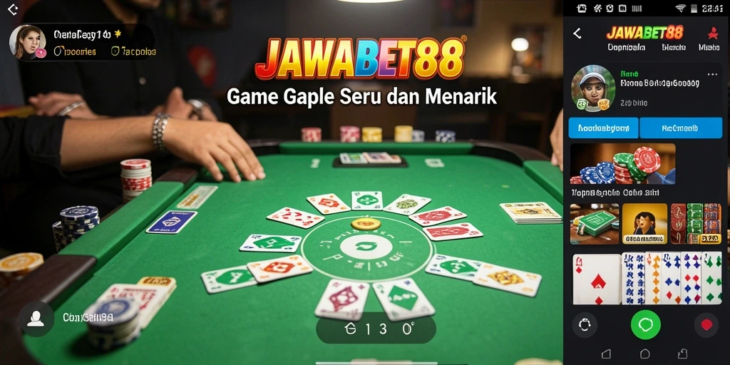 Screenshot gameplay JAWABET88 yang menunjukkan suasana seru bermain Gaple.