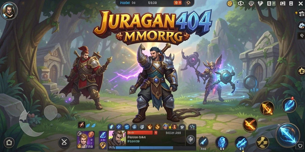 Tangkapan layar utama dari gameplay JURAGAN404 yang menunjukkan aksi petualangan MMORPG.