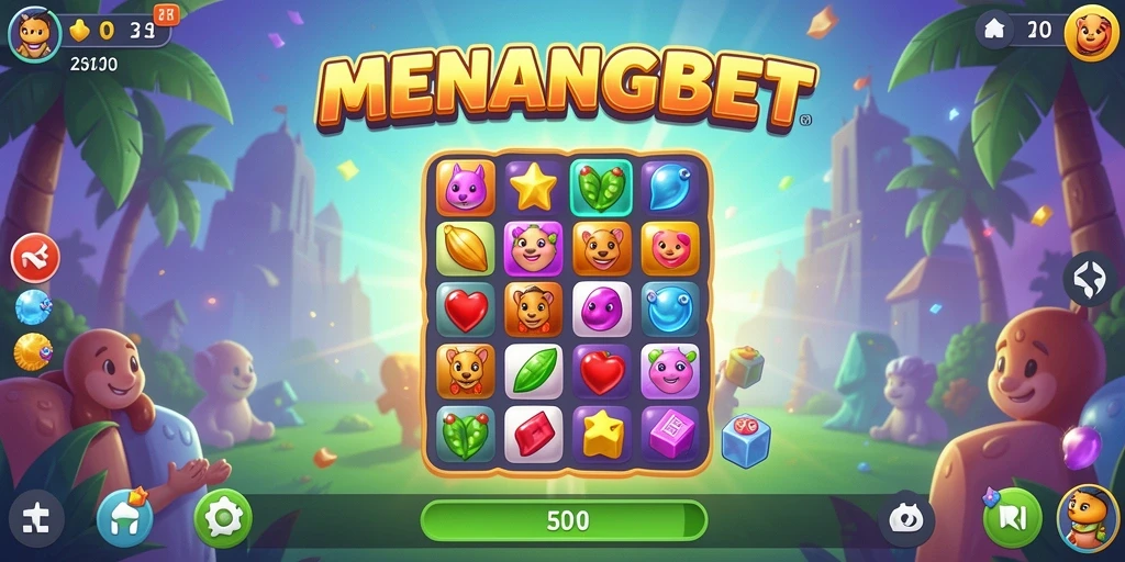 Tampilan gameplay seru dalam MENANGBET dengan pencocokan warna-warni.