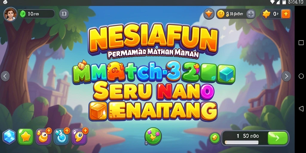Tangkapan layar dari gameplay seru NESIAFUN yang menampilkan kombinasi gem.